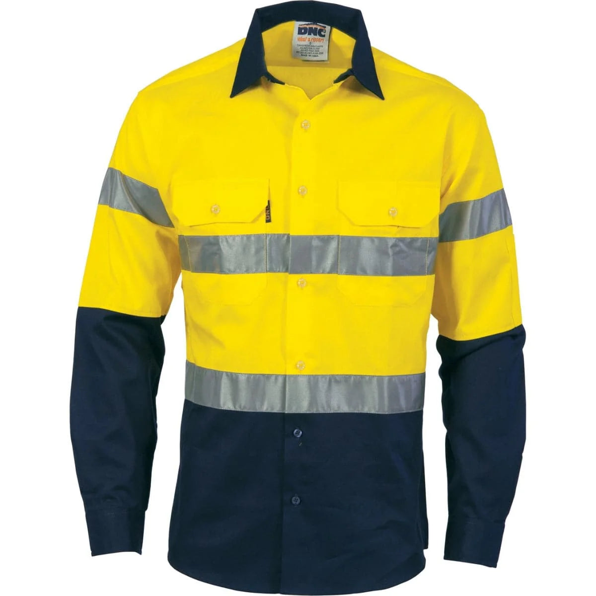 DNC HiVis Cool-Breeze Cotton Shirt with Generic R/Tape - Long sleeve