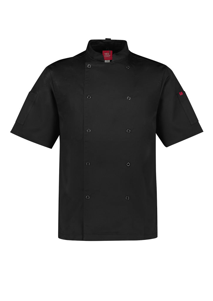 Mens Zest Short Sleeve Chef Jacket Black