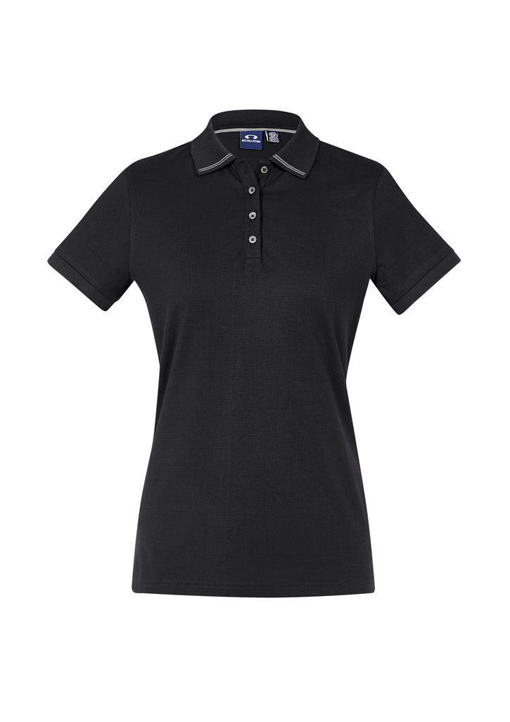 Womens Aston Short Sleeve Polo Black/Silver Grey