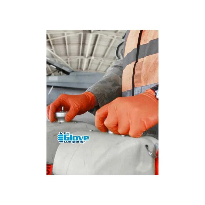 TGC Hi-Vis Orange Nitrile Disposable Gloves - Box of 100