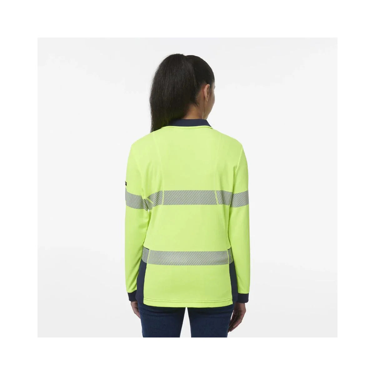 KingGee Women's Workcool Hyperfreeze Spliced Hi Vis Long Sleeve Polo Shirt With Segmented Tape