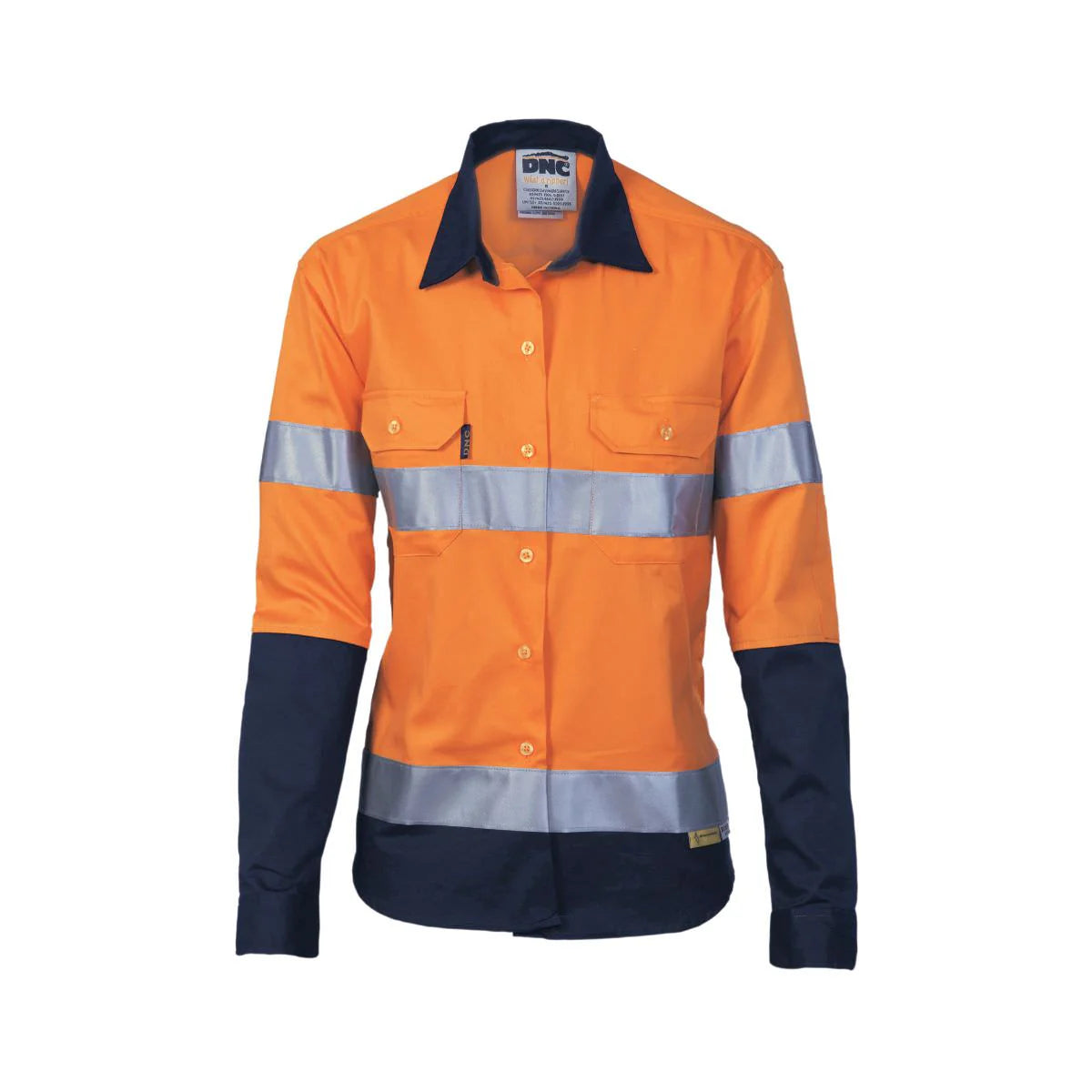 DNC Ladies HiVis Two Tone Drill Long Sleeve Shirt with 3M Reflective Tape