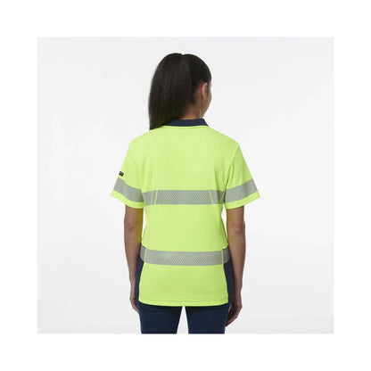 KingGee Women's Workcool Hyperfreeze Spliced Hi Vis Short Sleeve Polo Shirt With Segmented Tape
