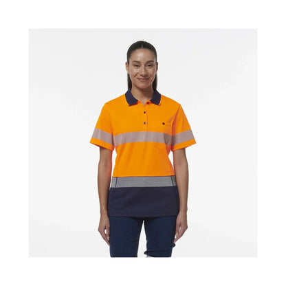 KingGee Women's Workcool Hyperfreeze Spliced Hi Vis Short Sleeve Polo Shirt With Segmented Tape