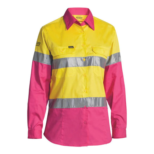 Bisley Women’s Taped Hi Vis Cool Lightweight Drill Shirt