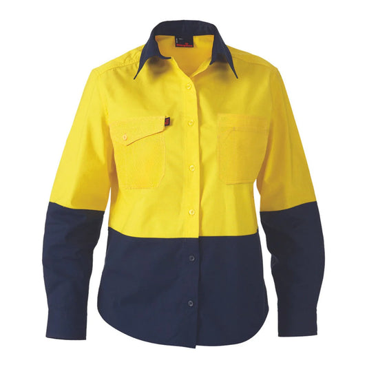 KingGee Women's Workcool 2 Hi Vis Spliced Shirt Long Sleeve