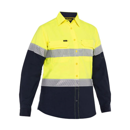 Bisley Women's X Airflow Hi Vis Taped Stretch Ripstop Shirt