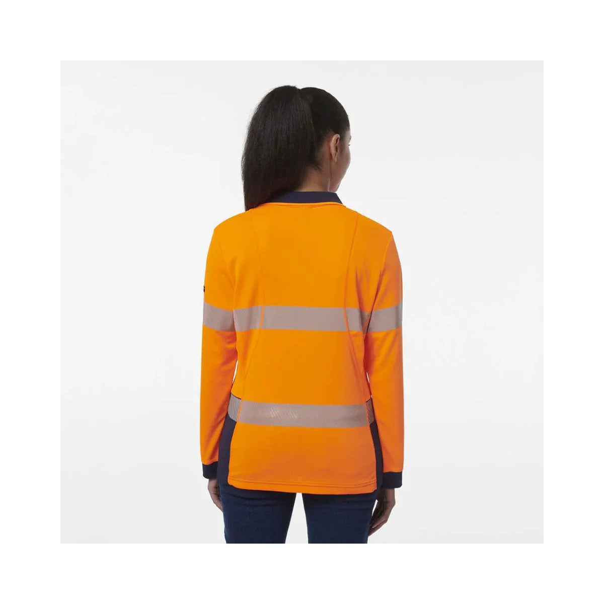 KingGee Women's Workcool Hyperfreeze Spliced Hi Vis Long Sleeve Polo Shirt With Segmented Tape