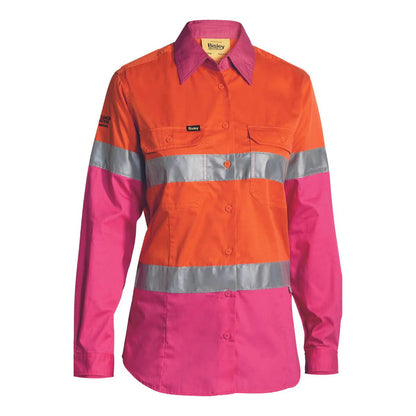 Bisley Women’s Taped Hi Vis Cool Lightweight Drill Shirt