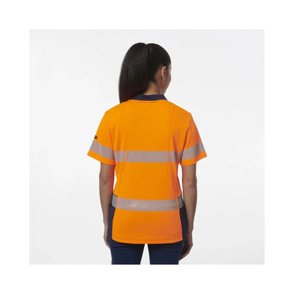 KingGee Women's Workcool Hyperfreeze Spliced Hi Vis Short Sleeve Polo Shirt With Segmented Tape