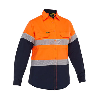 Bisley Women's X Airflow Hi Vis Taped Stretch Ripstop Shirt