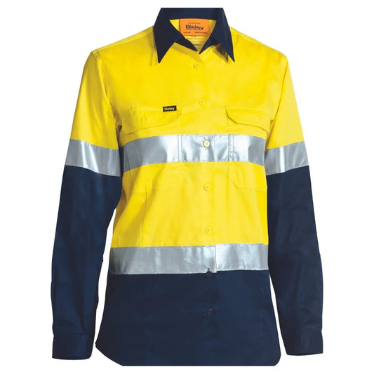 Bisley Women’s Taped Hi Vis Cool Lightweight Drill Shirt