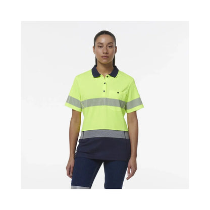 KingGee Women's Workcool Hyperfreeze Spliced Hi Vis Short Sleeve Polo Shirt With Segmented Tape