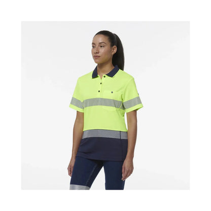 KingGee Women's Workcool Hyperfreeze Spliced Hi Vis Short Sleeve Polo Shirt With Segmented Tape