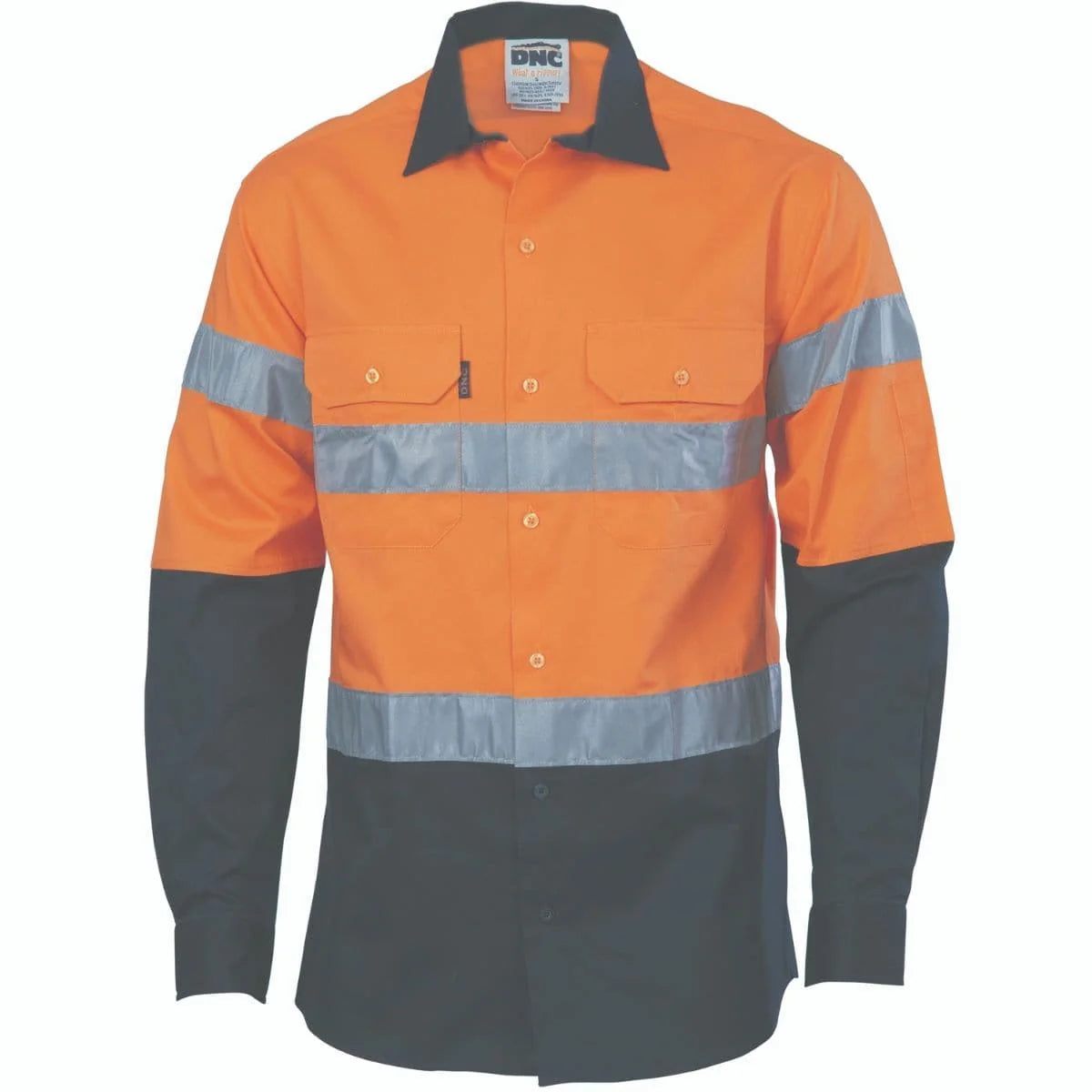 DNC HiVis Cool-Breeze Cotton Shirt with Generic R/Tape - Long sleeve