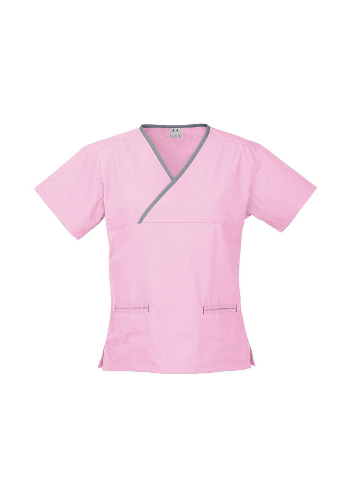 Womens Contrast Scrub Top Navy/Fuchsia