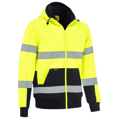 Bisley Taped Hi Vis Zip Fleece Hoodie With Sherpa Lining