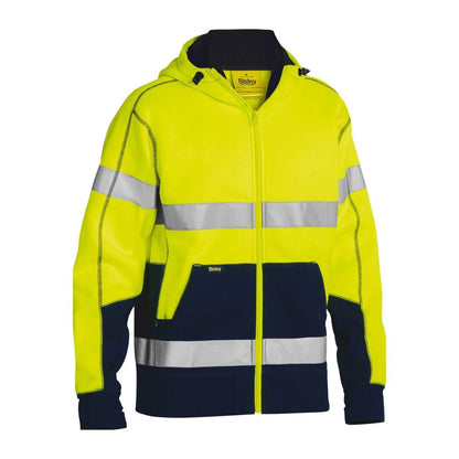 Bisley Taped Hi Vis Zip Front Fleece Hoodie