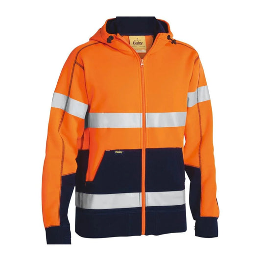 Bisley Taped Hi Vis Zip Front Fleece Hoodie
