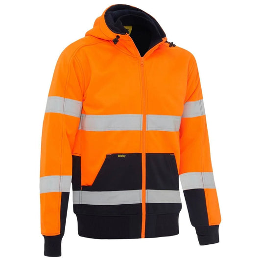 Bisley Taped Hi Vis Zip Fleece Hoodie With Sherpa Lining