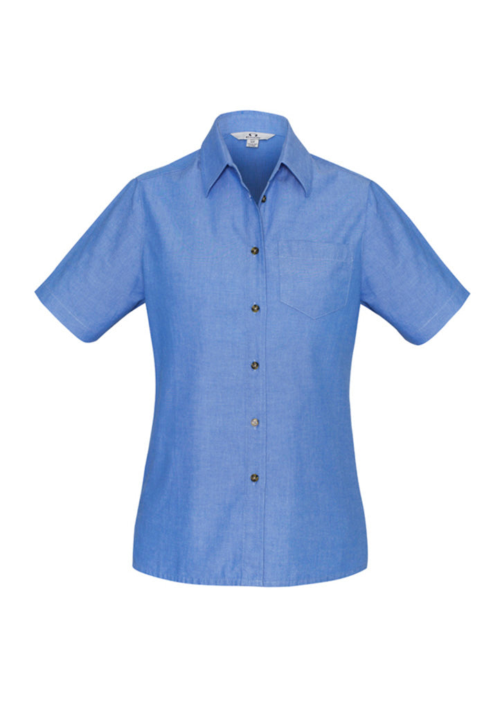 Womens Chambray Short Sleeve Shirt Chambray Blue