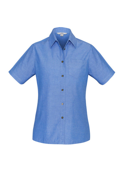 Womens Chambray Short Sleeve Shirt Chambray Blue