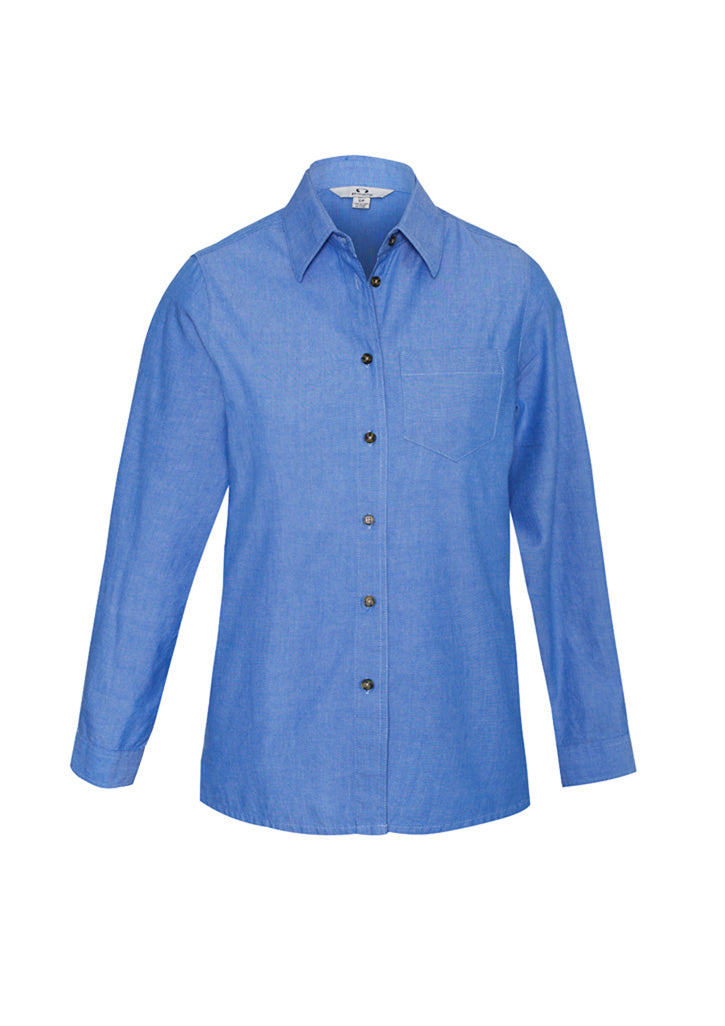 Womens Chambray Long Sleeve Shirt Chambray Blue