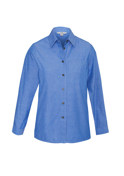 Womens Chambray Long Sleeve Shirt Chambray Blue