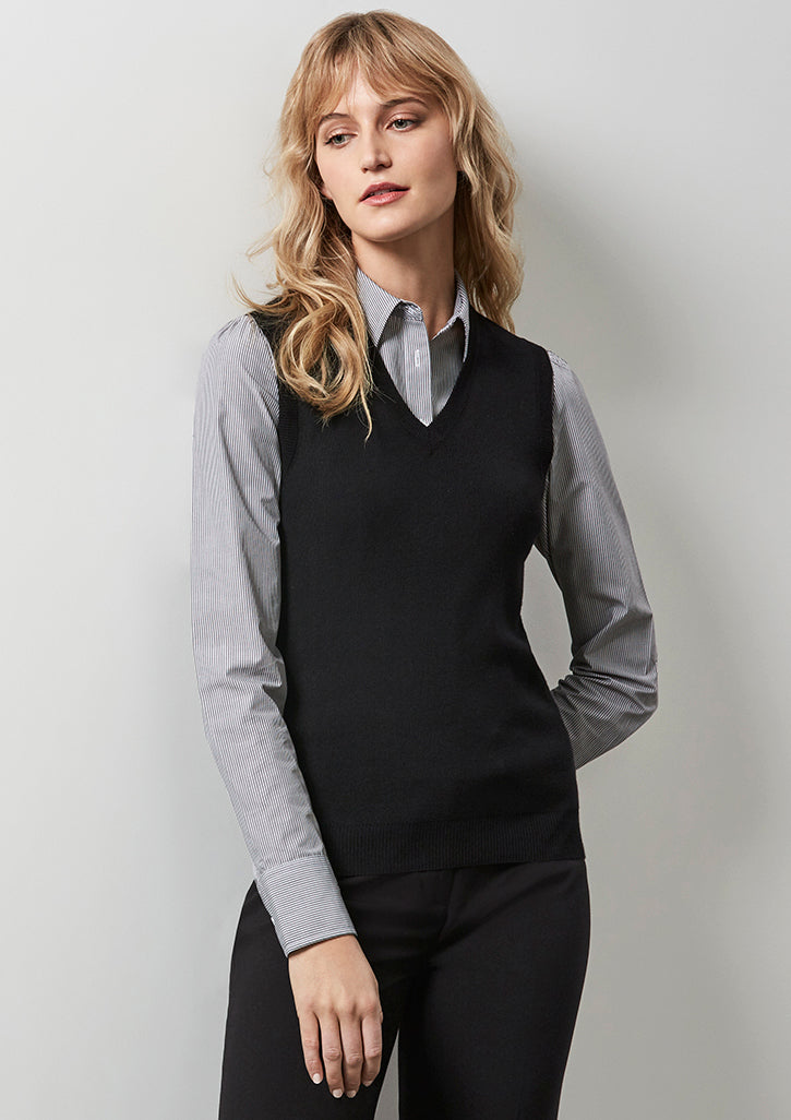 Womens V-Neck Knit Vest Charcoal