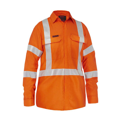 Bisley Apex 185 Women’s X Taped Biomotion Hi Vis FR Ripstop Vented Shirt