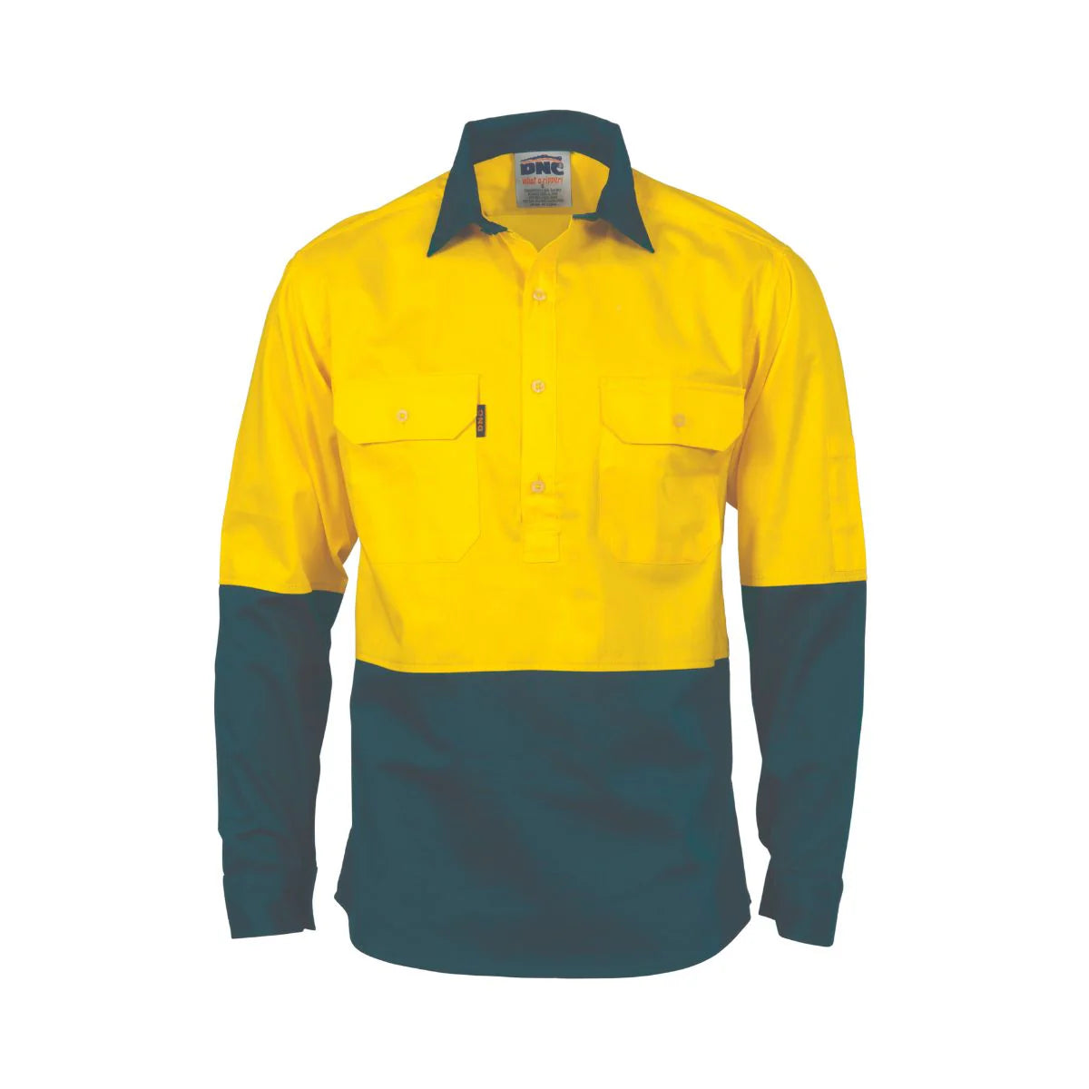 DNC HiVis Two Tone Closed Front Cotton Drill Shirt