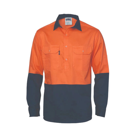 DNC HiVis Two Tone Closed Front Cotton Drill Shirt