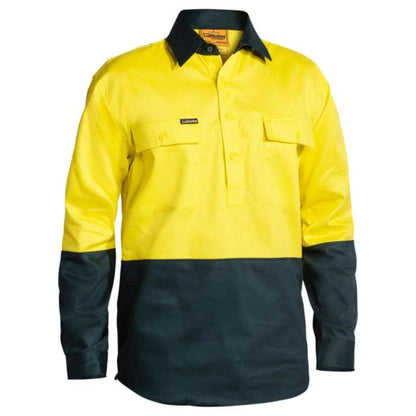 Bisley Hi Vis Closed Front Drill Shirt