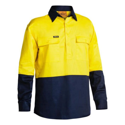 Bisley Hi Vis Closed Front Drill Shirt