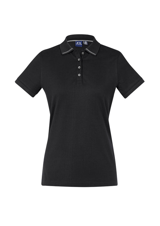 Womens Aston Short Sleeve Polo Black/Silver Grey