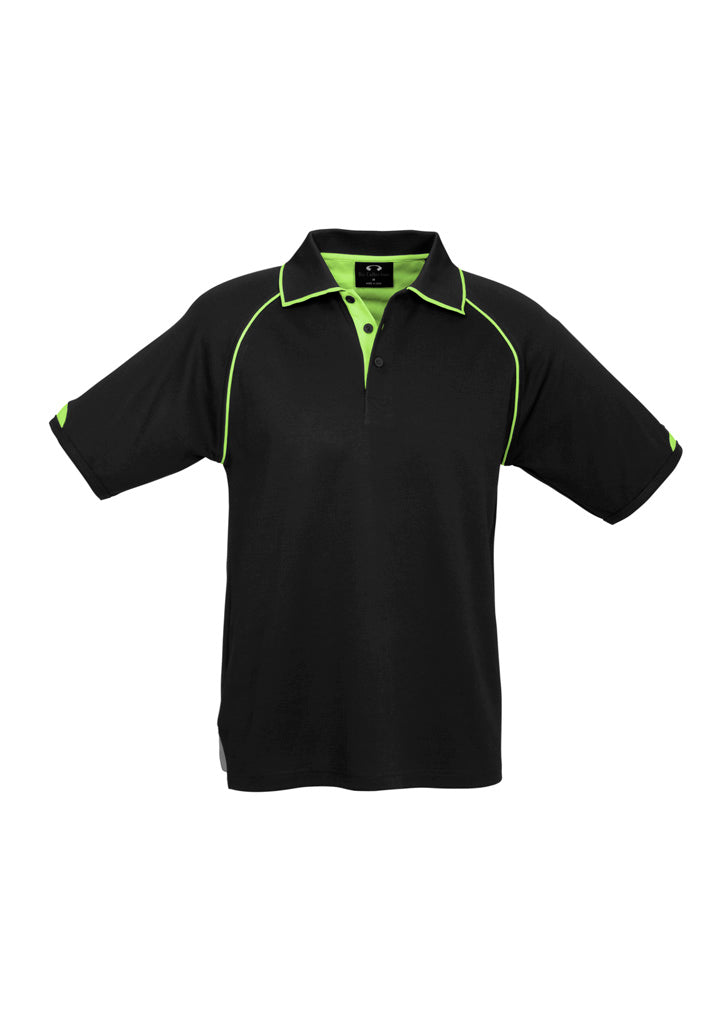 Mens Fusion Short Sleeve Polo Black/Fluoro Yellow/Lime