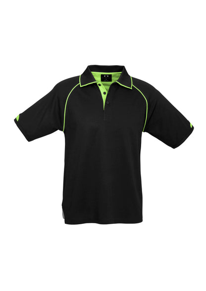 Mens Fusion Short Sleeve Polo Black/Fluoro Yellow/Lime