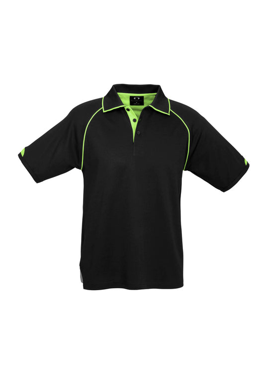 Mens Fusion Short Sleeve Polo Black/Fluoro Yellow/Lime