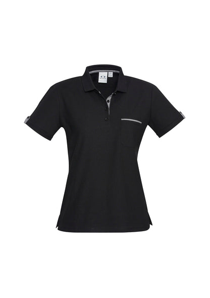 Womens Edge Short Sleeve Polo Black/Check