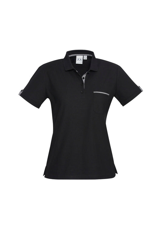 Womens Edge Short Sleeve Polo Black/Check