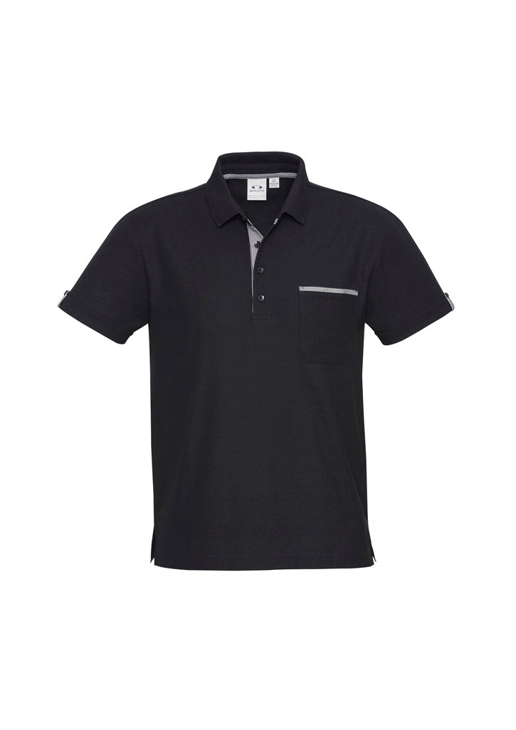Mens Edge Short Sleeve Polo Black/Check