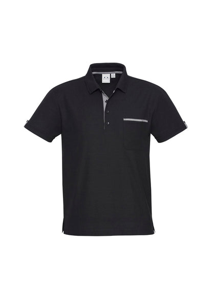 Mens Edge Short Sleeve Polo Black/Check