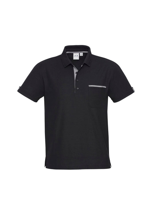 Mens Edge Short Sleeve Polo Black/Check