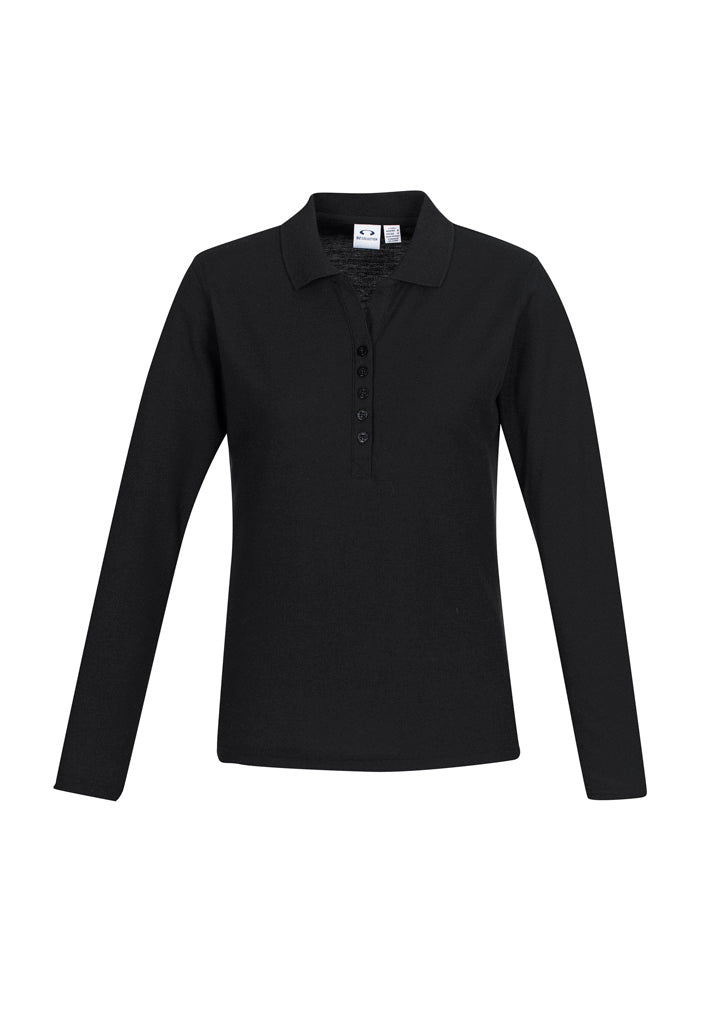 Womens Crew Long Sleeve Polo Black