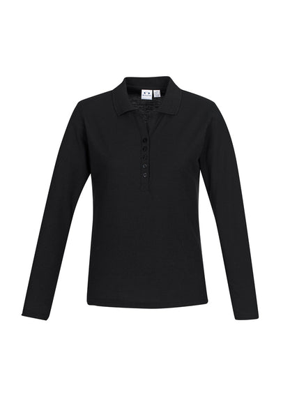 Womens Crew Long Sleeve Polo Black