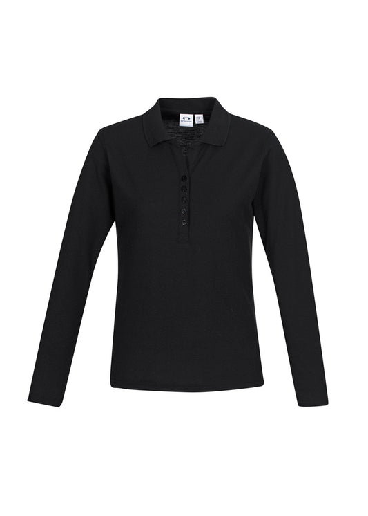 Womens Crew Long Sleeve Polo Black
