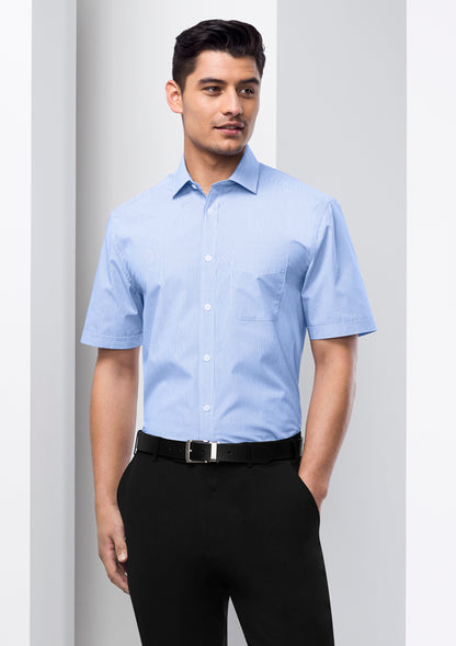 Mens Euro Short Sleeve Shirt Blue