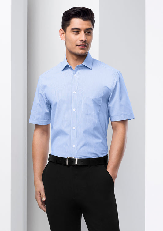 Mens Euro Short Sleeve Shirt Blue