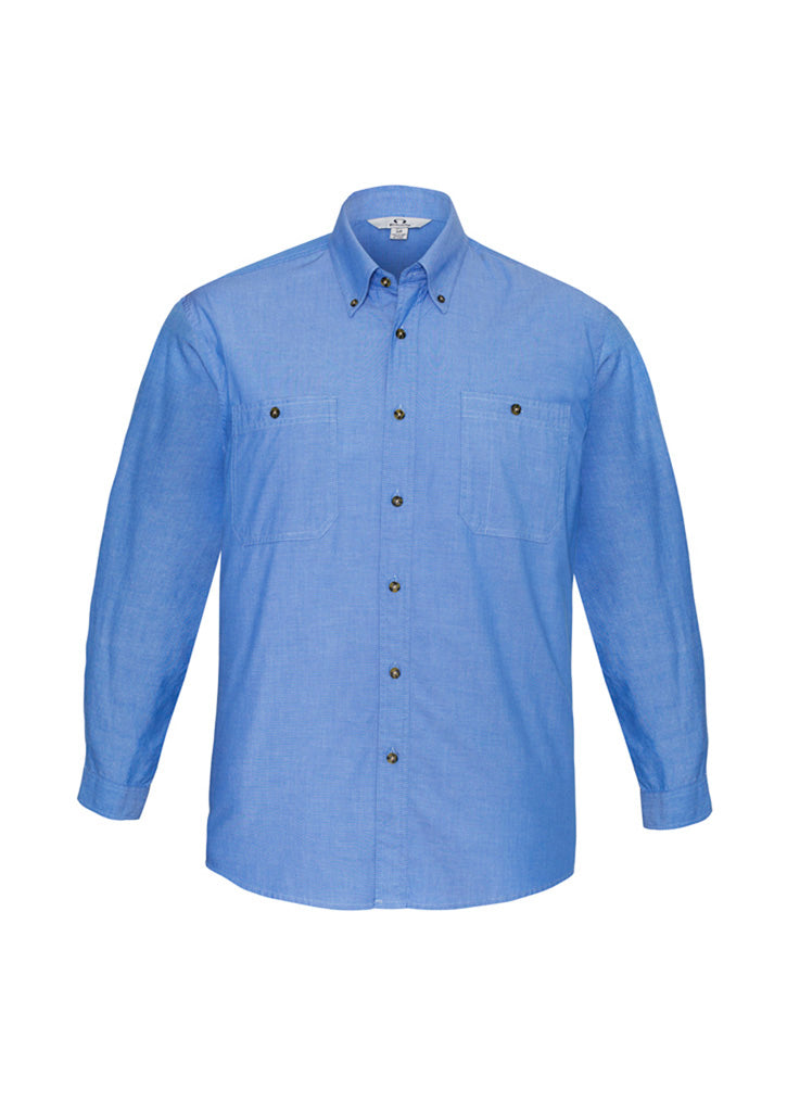 Mens Chambray Long Sleeve Shirt Chambray Blue