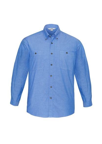 Mens Chambray Long Sleeve Shirt Chambray Blue